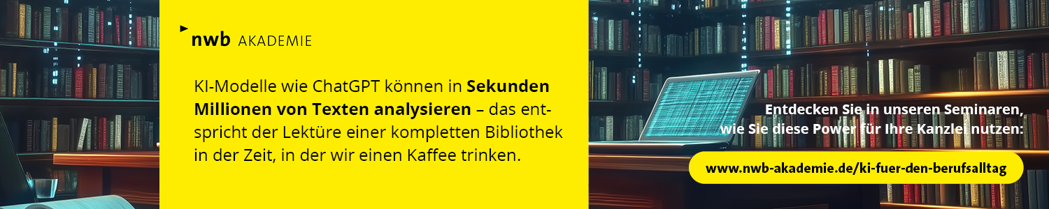 Laptop in Bibliothek - Thema: KI in der Steuerkanzlei